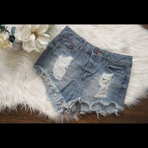 High waisted jean shorts